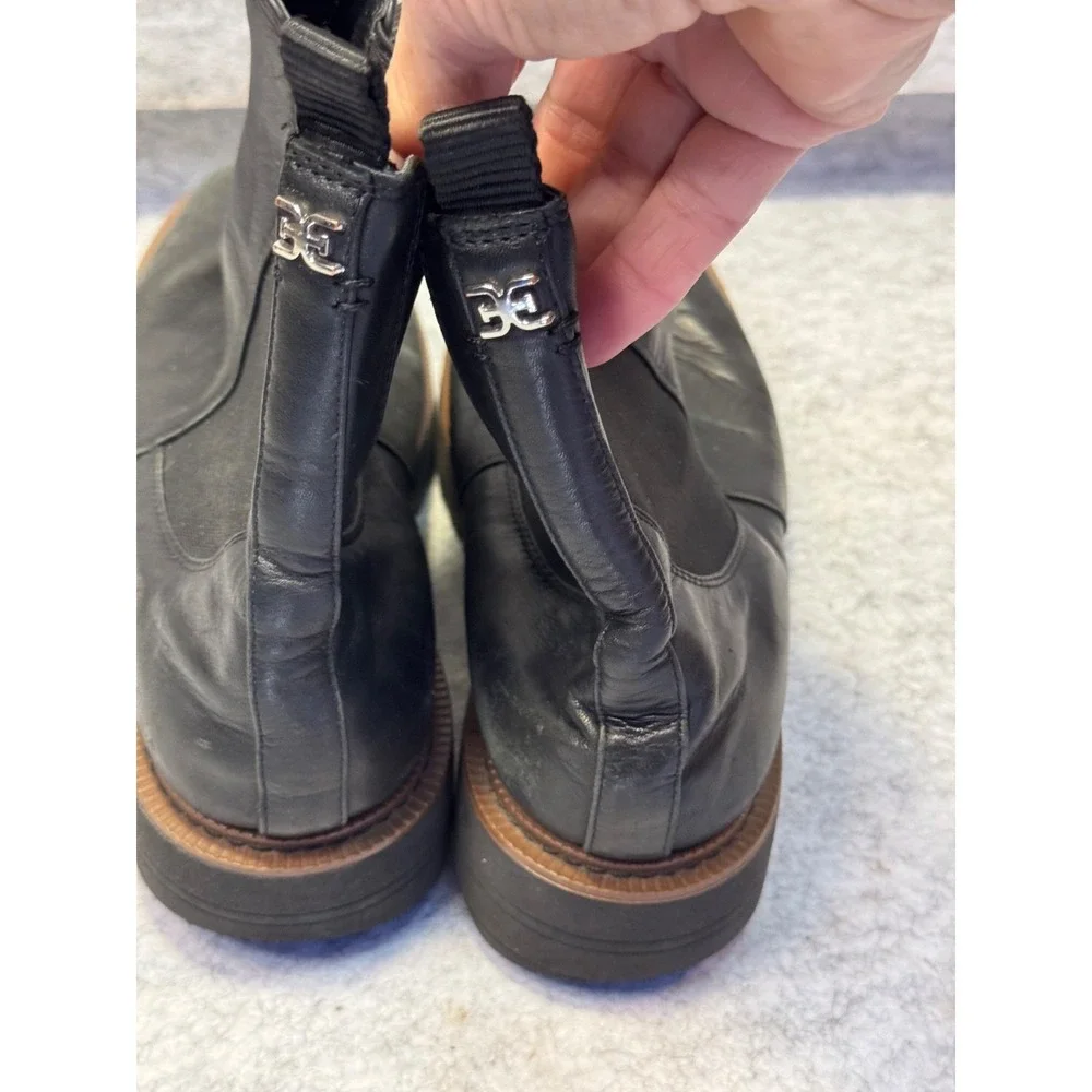 Sam Edelmann Chelsea Black Boots winter snow Goth Biker Woman's Size 8.5 street